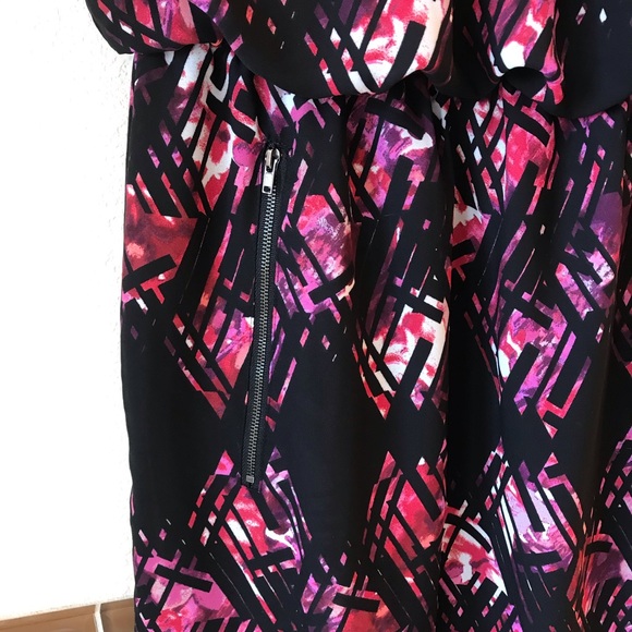Expo New York Sleeveless Dress Size 12 POCKETS Geometric Print Black Pink - Picture 7 of 9